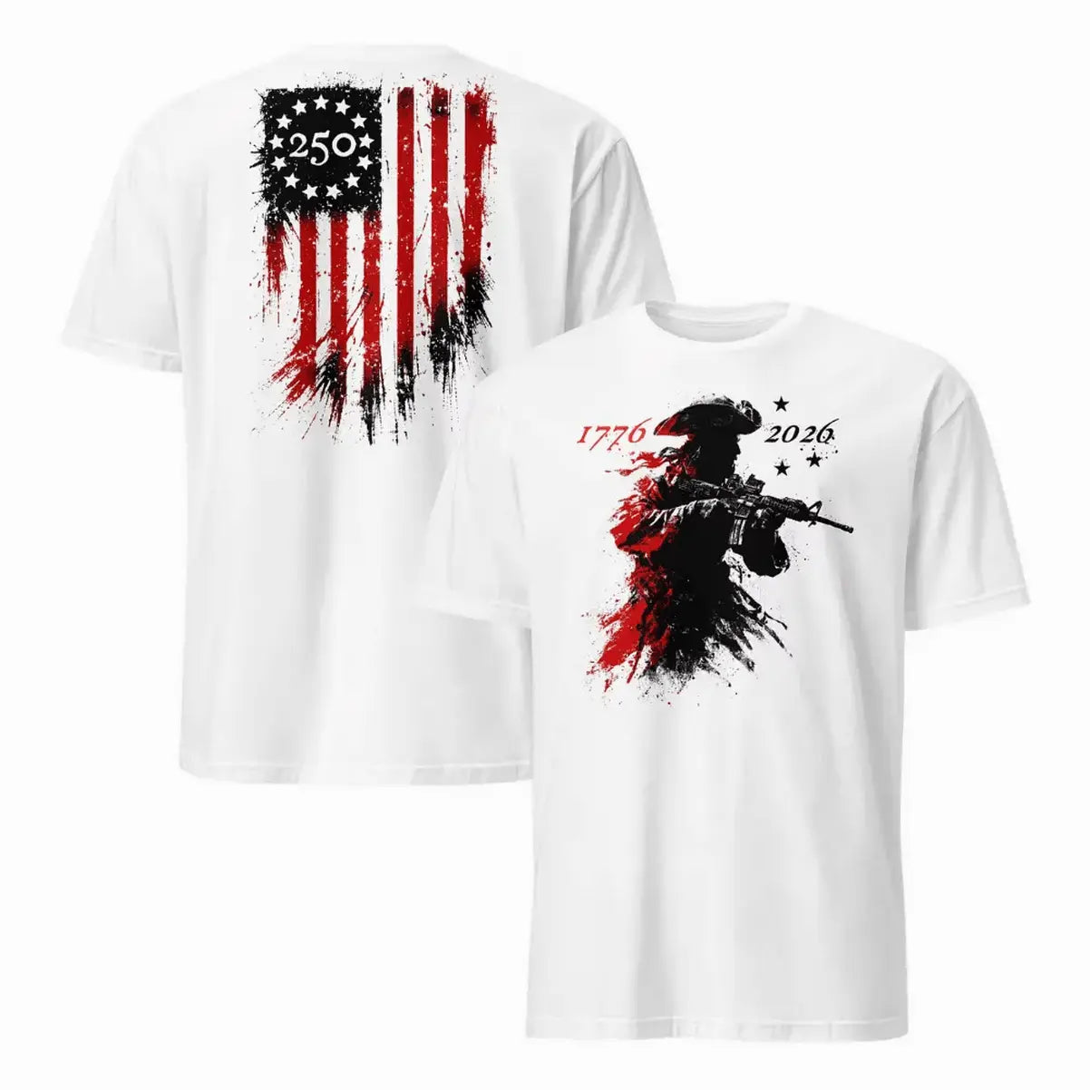 Men's America 250th Anniversary T-Shirt – 1776-2026 Patriotic Revolutionary Soldier Cotton Blend Top