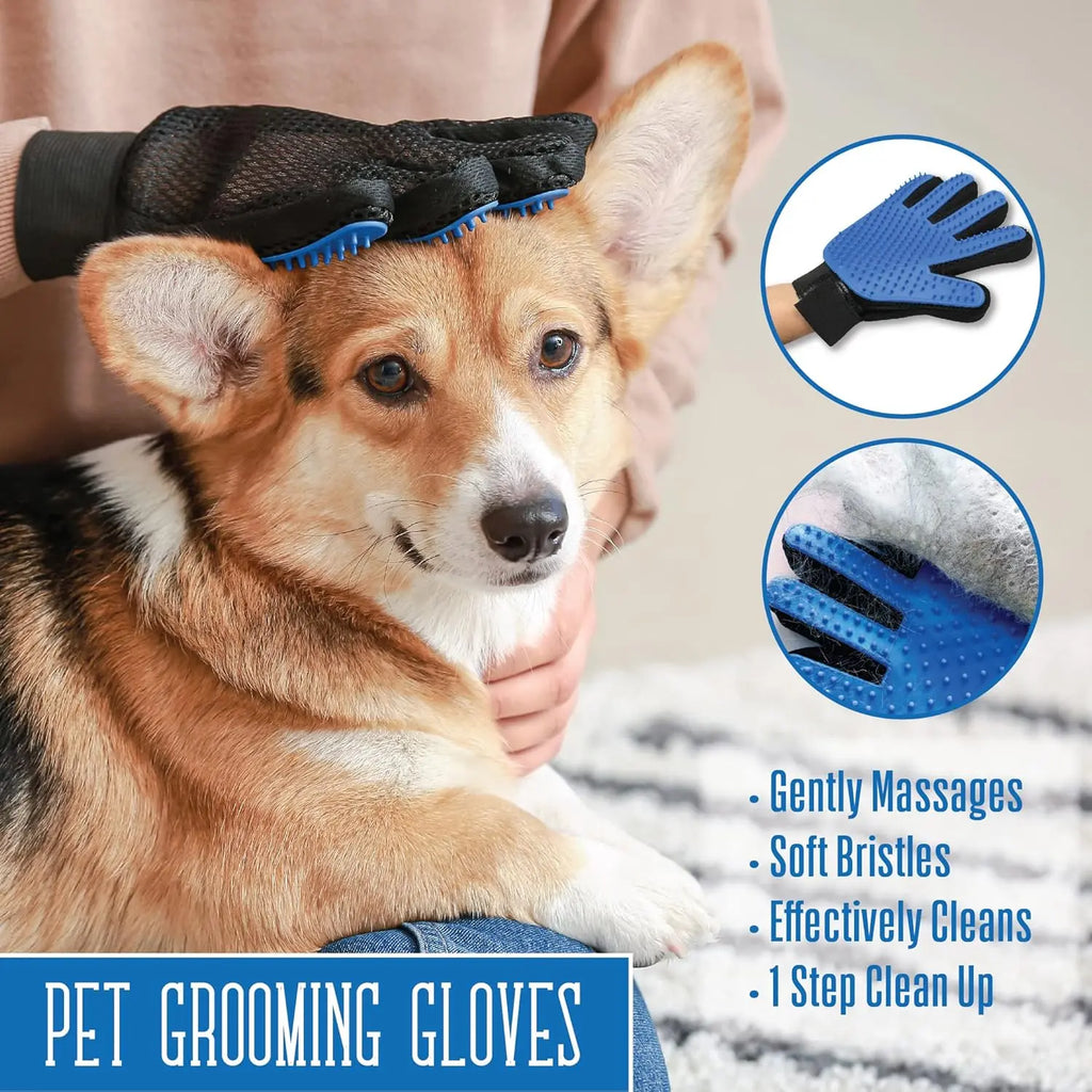 Upgraded Pet Grooming Gloves – 255 Silicone Tips 2-in-1 Deshedding & Massage Mitts