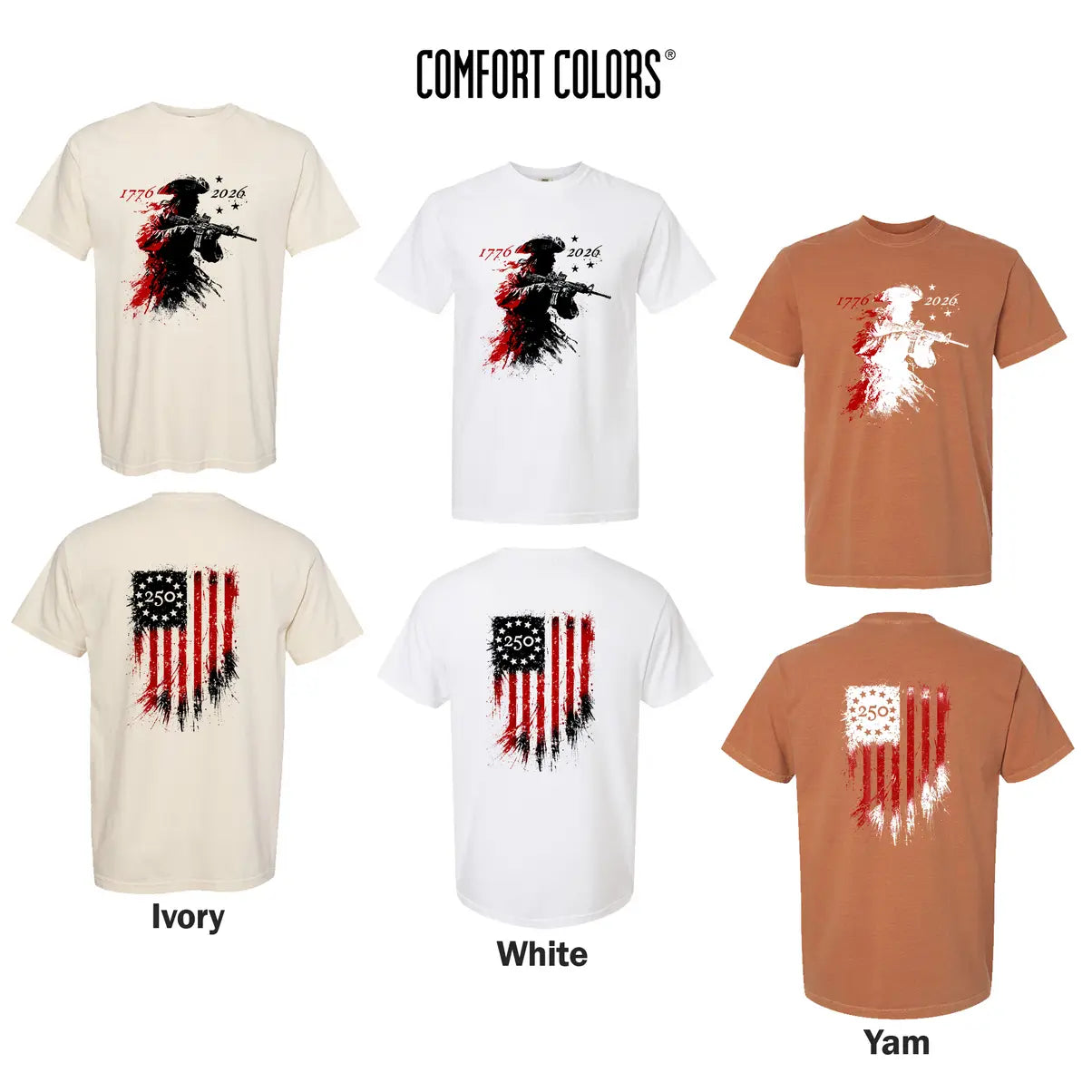 Men's America 250th Anniversary T-Shirt – 1776-2026 Patriotic Revolutionary Soldier Cotton Blend Top