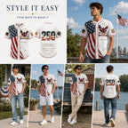 Men's USA 250th Anniversary Baseball Jersey – Vintage Patriotic 1776-2026 Eagle Button Down Shirt