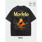 'Cerveza Modelo' Retro UFO & Bull Desert Graphic T-Shirt - Vintage Distressed Streetwear