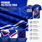 USA Patriotic Wolf Graphic V-Neck Sports Jersey – Lightweight Quick-Dry Athletic Top