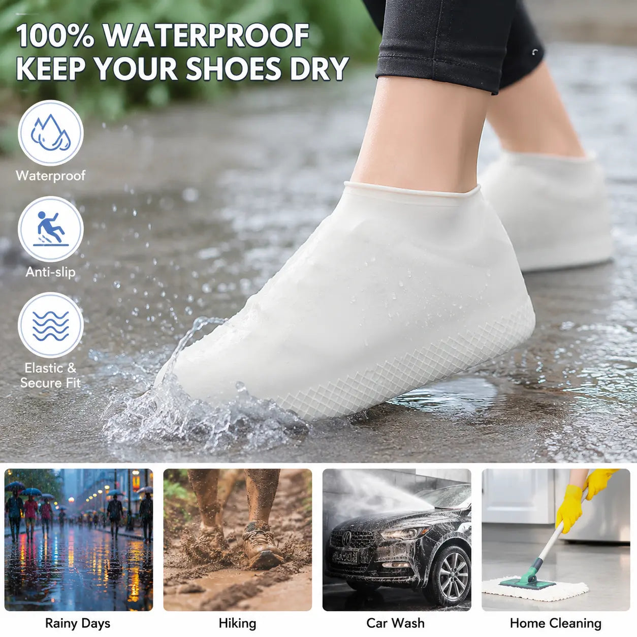 Waterproof Thickened Stretch Shoe Covers – Anti-Slip Wear-Resistant Overshoes for Rainy Days