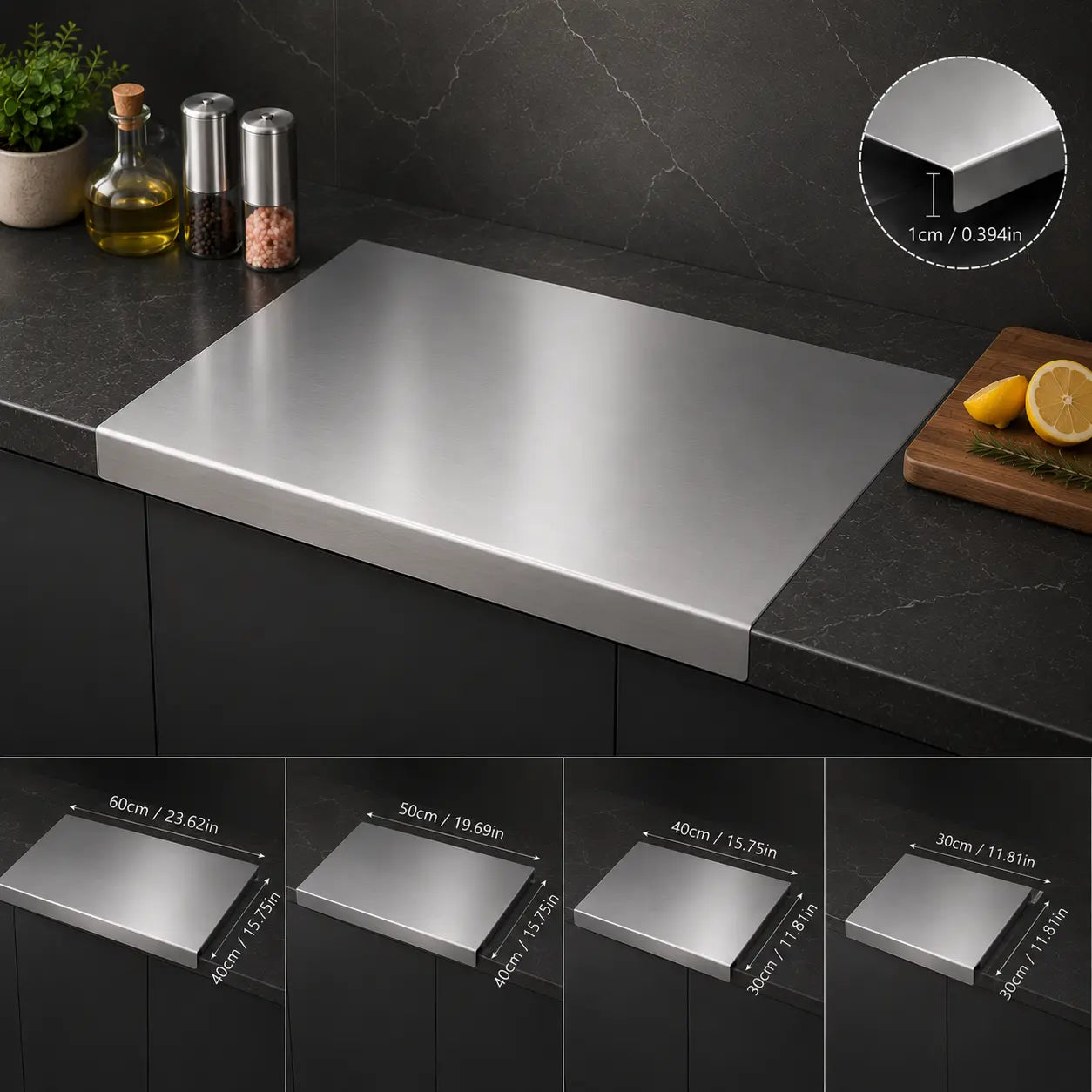 Stainless Steel Chopping Board – Non-Slip Heavy Duty Kitchen Cutting Board