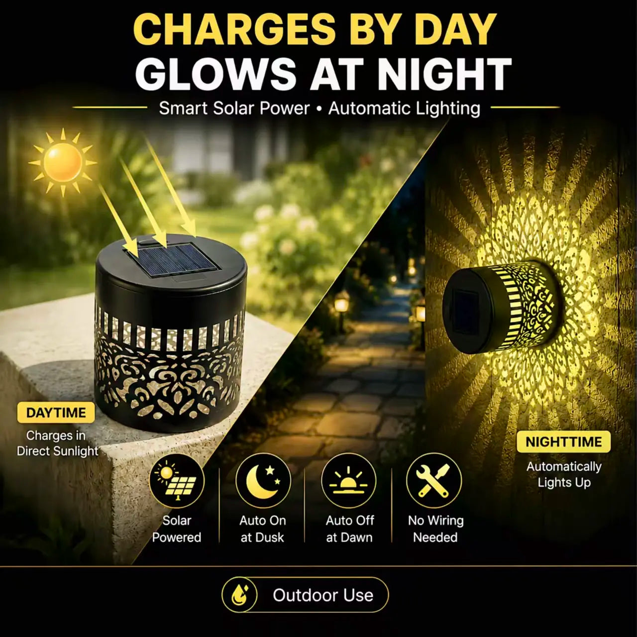 Solar Mandala Projection Wall Light – 7-Color Changing Waterproof Outdoor Decor (2pcs)