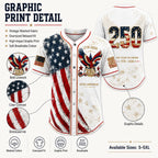 Men's USA 250th Anniversary Baseball Jersey – Vintage Patriotic 1776-2026 Eagle Button Down Shirt
