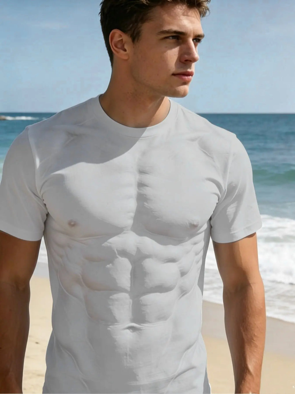 Men's Trendy 3D Muscle Print Short Sleeve T-Shirt – Comfortable Casual Streetwear Crew Neck