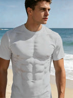 Men's Trendy 3D Muscle Print Short Sleeve T-Shirt – Comfortable Casual Streetwear Crew Neck