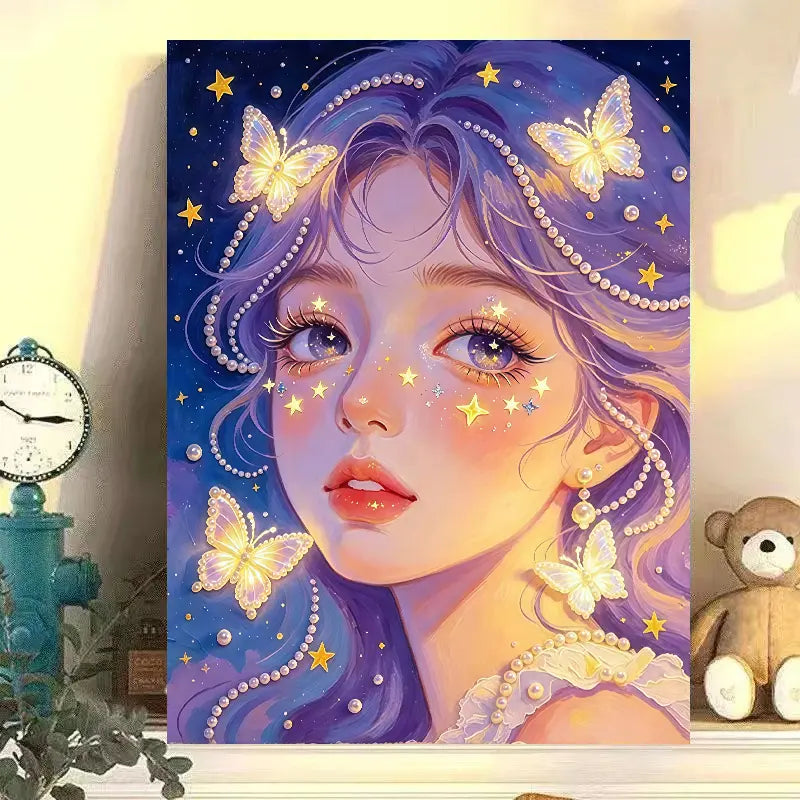 Fireworks Romantic Castle 5D Diamond Painting Kit – DIY Acrylic Round Bead Art Set