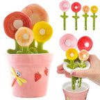 4-Piece Ceramic Flower Measuring Spoons Set with Flowerpot Base
